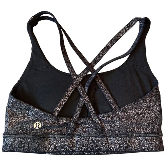 Lululemon Athletica Other - NWOT Lululemon Energy Bra Luminosity Foil Print Black Silver Size 4